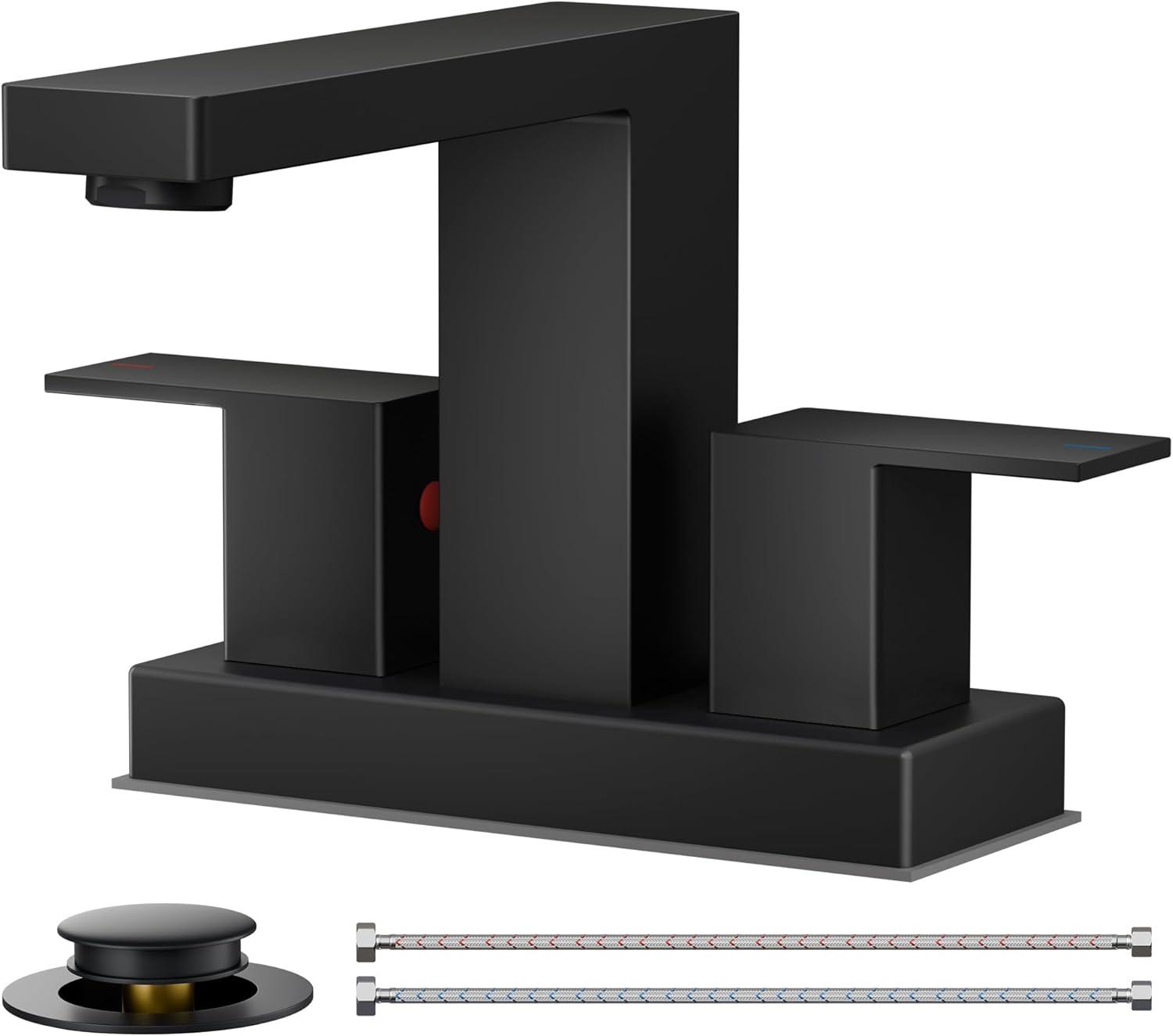 FORIOUS 4 Inch Bathroom Faucet Centerset Black for Modern Spaces