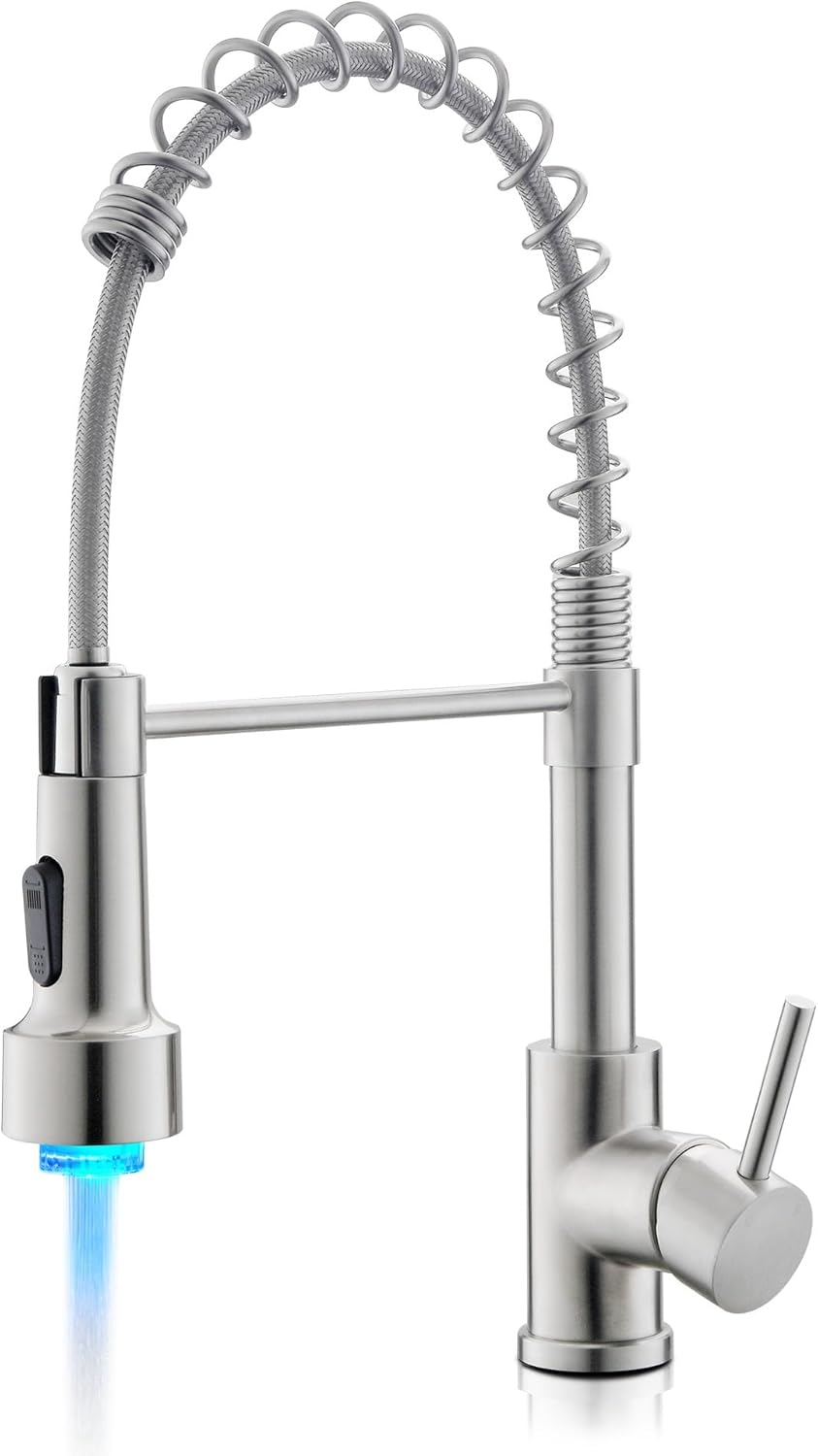 LUFEIDRA Kitchen Faucet with LED Light and Sprayer Functionality