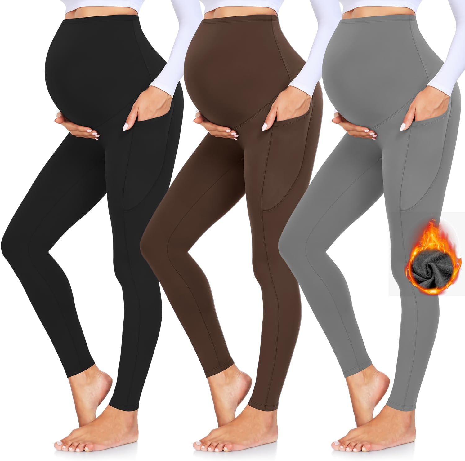 GROTEEN Maternity Leggings with Pockets for Active Moms
