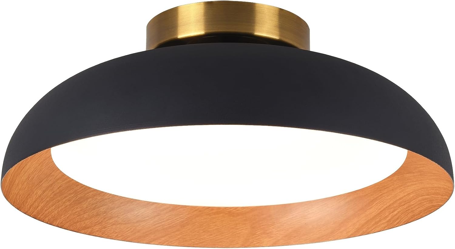 Bargeni Flush Mount Ceiling Light with Wood Accent Design