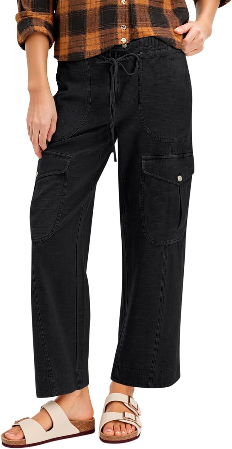 Cicy Bell Womens Cotton Cargo Pants for Casual Hiking Style