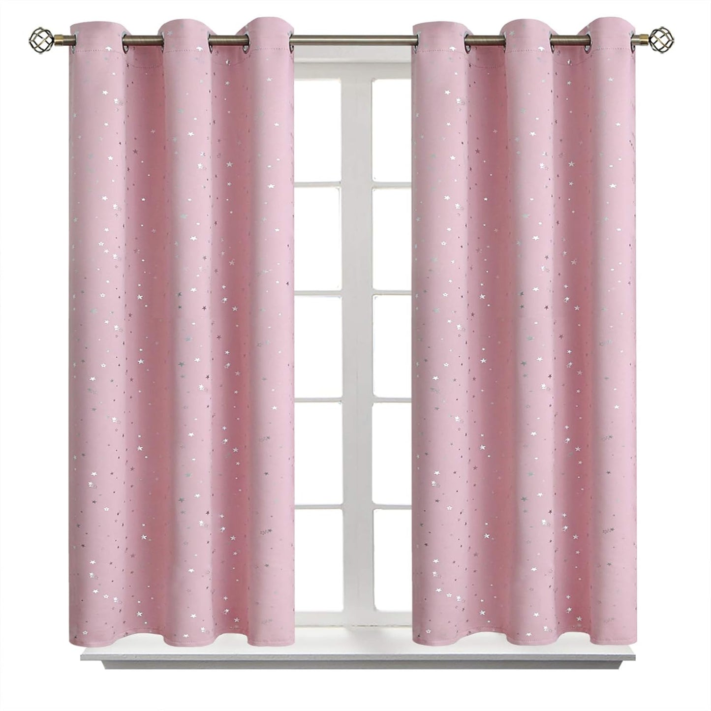 BGment Kids Blackout Curtains for Bedroom - Fun Silver Star Print