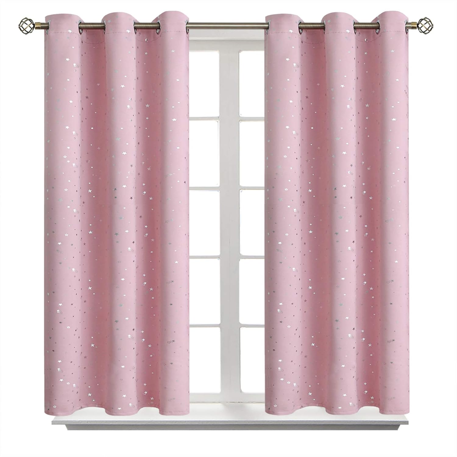 BGment Kids Blackout Curtains for Bedroom - Fun Silver Star Print
