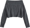 ZAFUL Women V Neck Button Knit Crop Sweater - Cropped Cable Knit