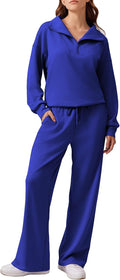 PINSPARK 2 Piece Oversized Sweatshirt Wide Leg Sweatpants Set