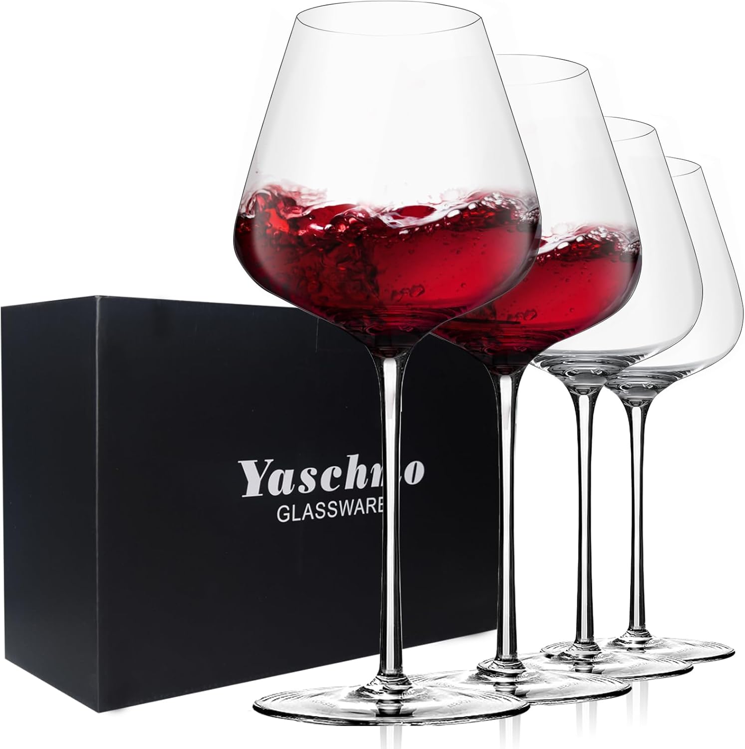 Crystal Red Wine Glasses Set of 4 - Elegant Hand Blown Design