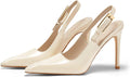 Women's Patent Leather Slingback Stilettos - Pointed Toe Pumps