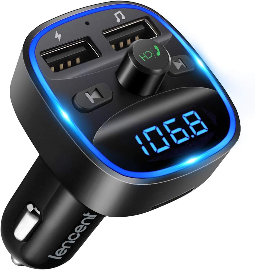 LENCENT Bluetooth Car Adapter: Hands-Free Calls & Dual USB Charging