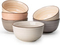 Porcelain Cereal Bowls Set of 6 - Hand-Painted Multicolor, 20 Oz