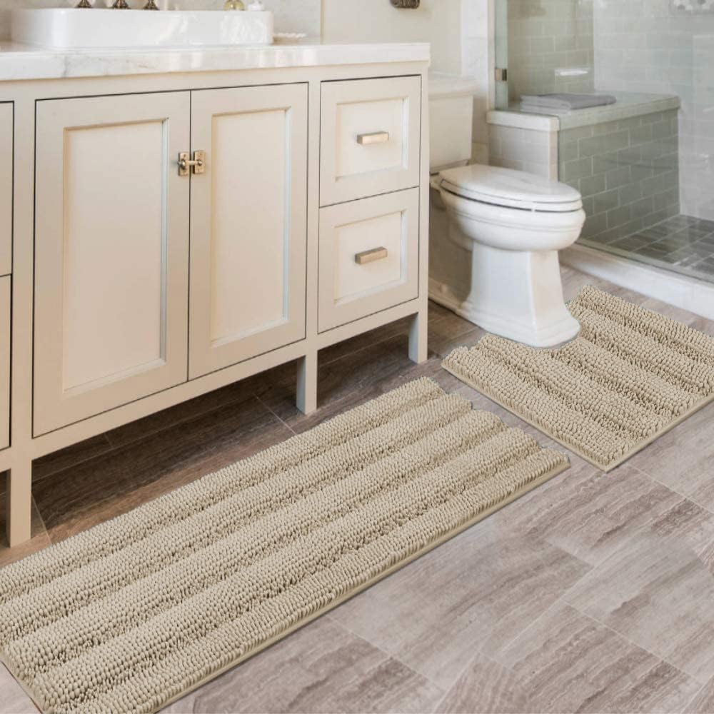H.VERSAILTEX Bathroom Rug Sets Soft Chenille Non Slip Mats