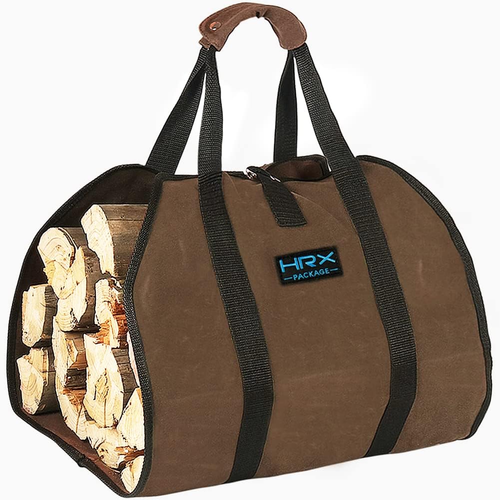 Waxed Canvas Firewood Carrier - Water Resistant