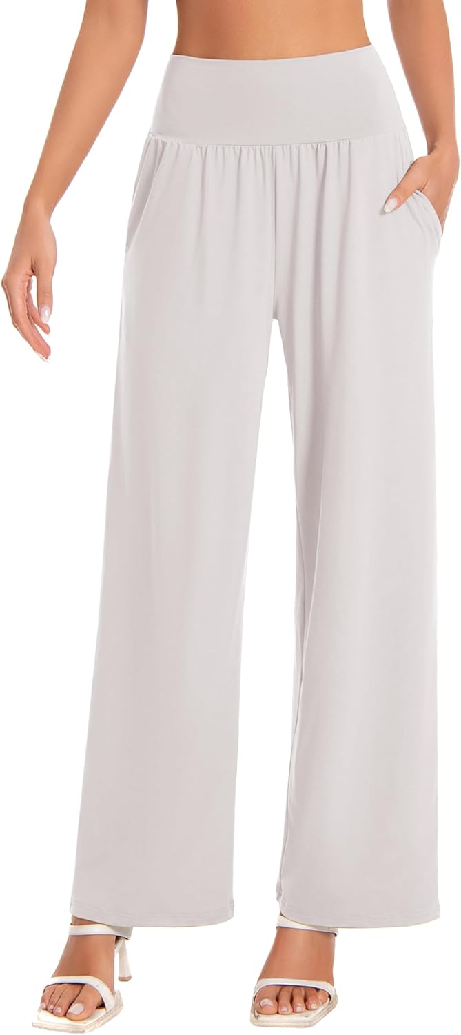 High Waist Wide Leg Yoga Pants for Women by Bubblelime