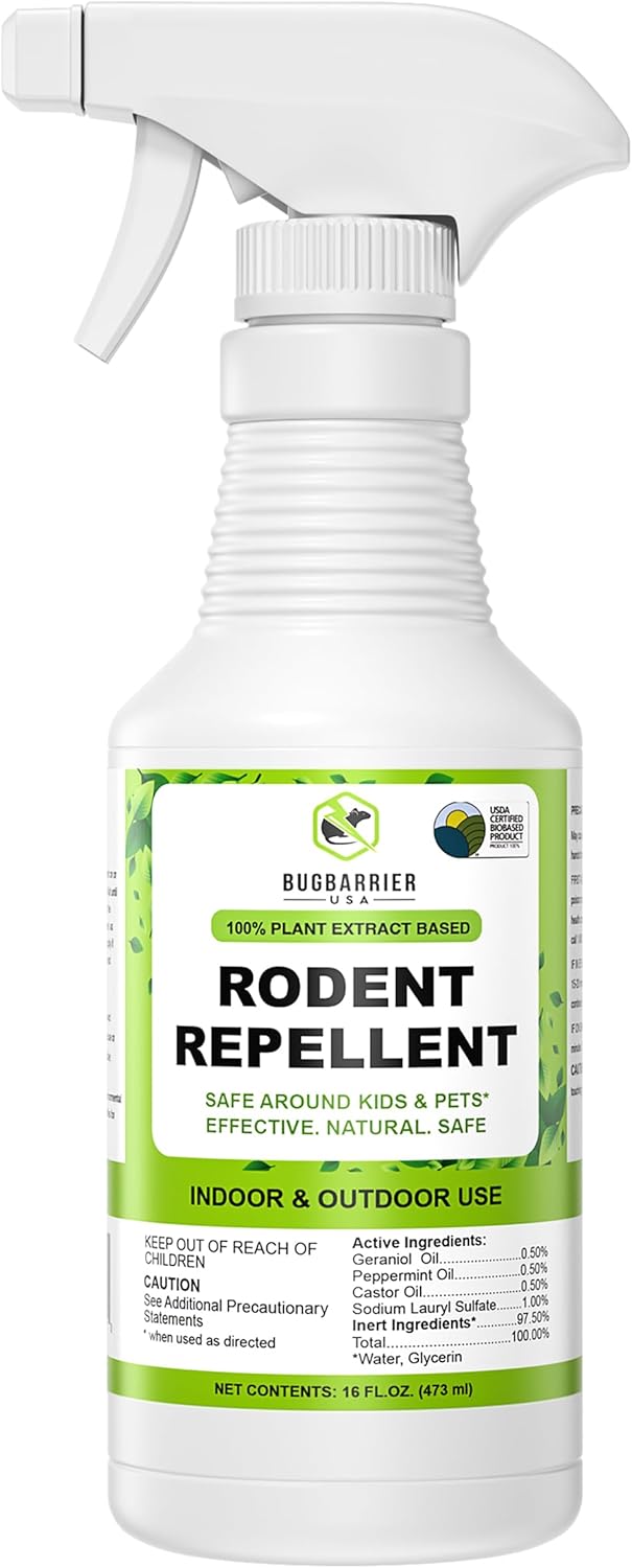 BugBarrier Peppermint Mouse Repellent Spray - Deters Nesting, Freshens Air - 16oz
