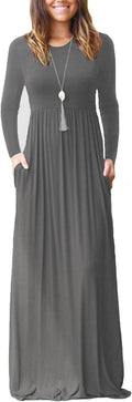 VIISHOW Women's Long Sleeve Loose Rayon Maxi Dress - Pockets
