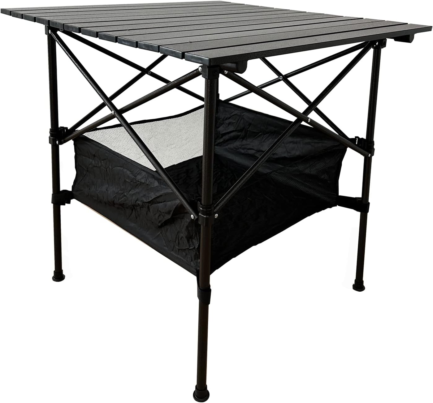 LEADALLWAY Folding Camping Table with Large Storage Options