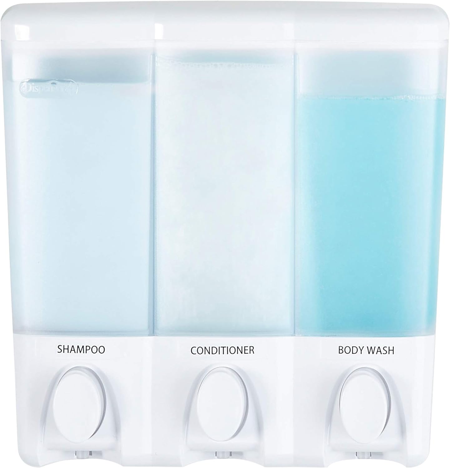 White 3-Chamber Shower Dispenser for Easy Organization