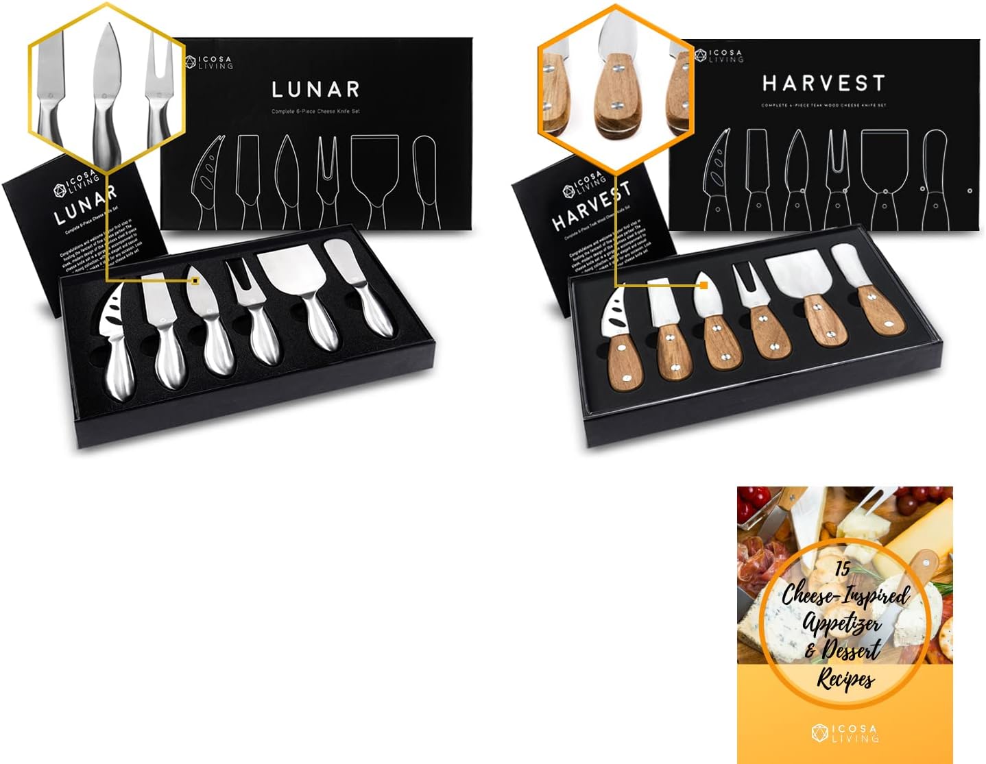 LUNAR 6-Piece Stainless Steel + HARVEST Teak Wood Variety Bundle