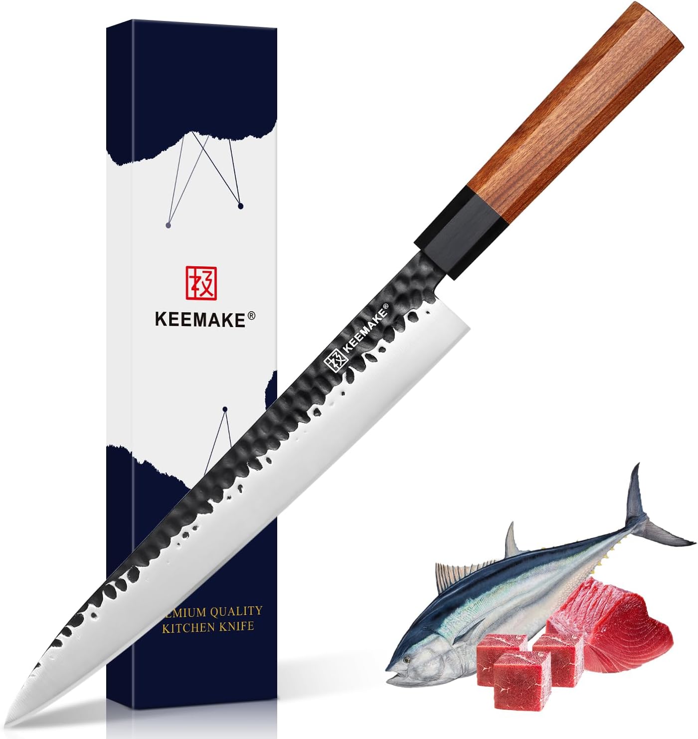 KEEMMAKE 10 inch Yanagiba Sushi Knife with Premium 440C Steel