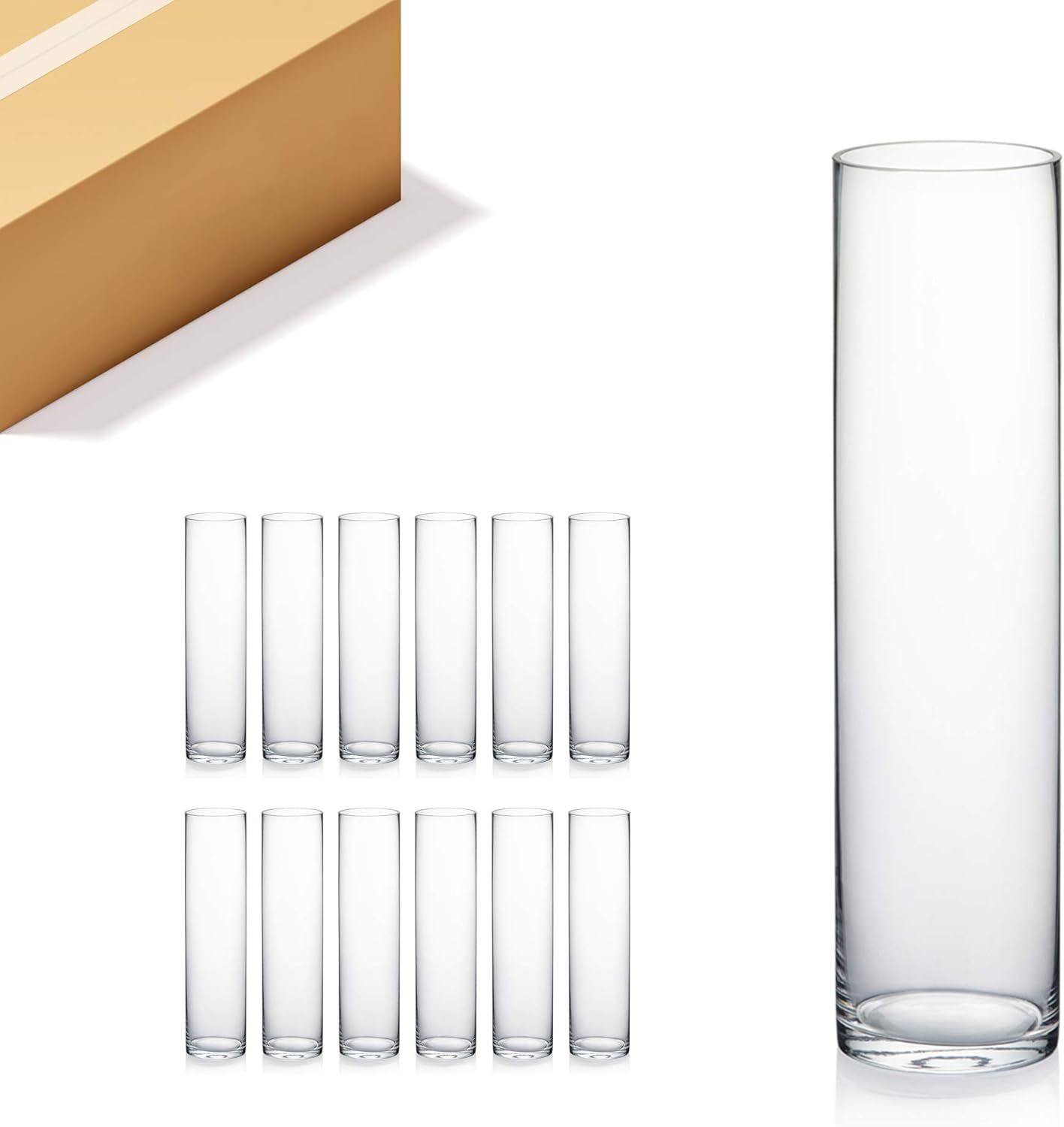 Quality Thick Weighted Clear Cylinder Glass Vases for Decor