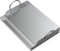 Universal Stainless Steel Griddle for BBQ Grills - Removable Handles