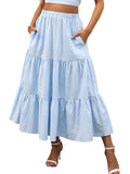 ANRABESS Womens Boho Flowy Tiered A-Line Maxi Skirt - Summer Style Fit