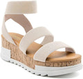 Wedge Sandals for Women Cork Platform with Elastic Straps