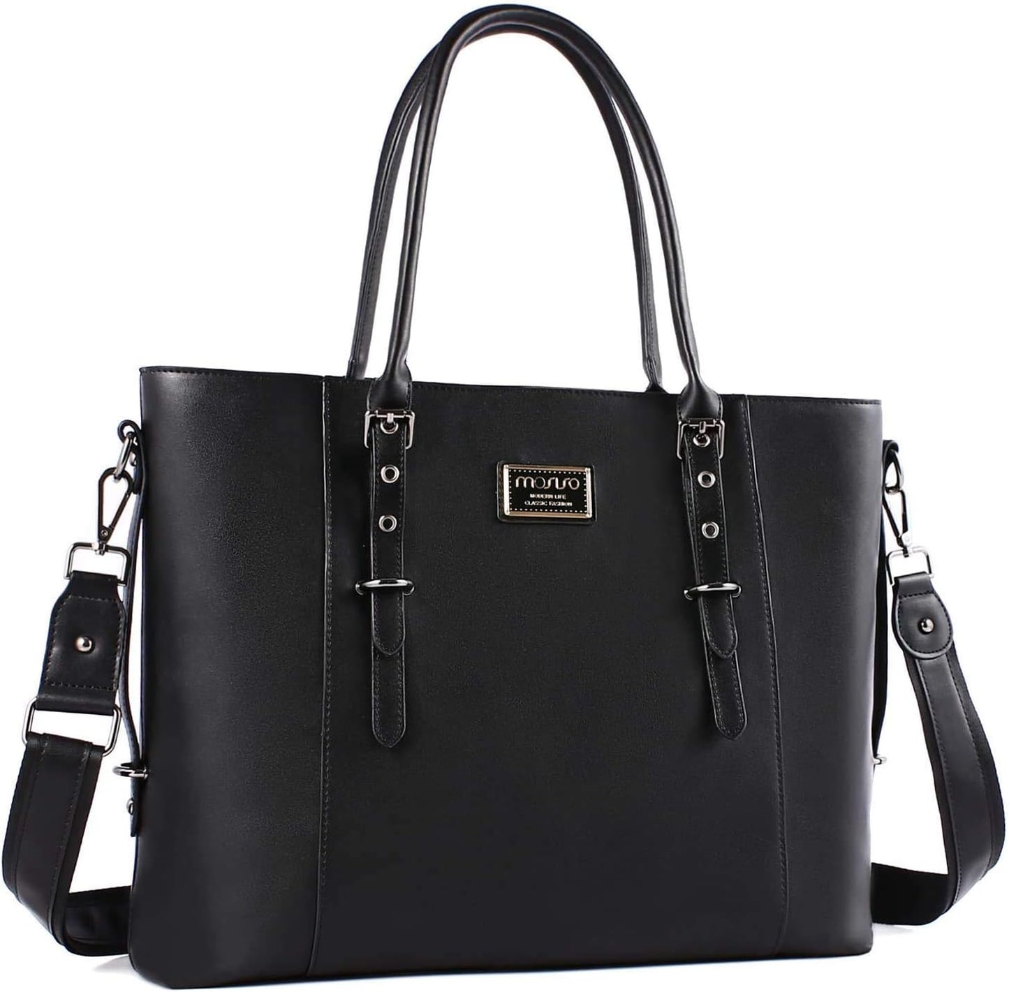 MOSISO PU Leather Laptop Tote Bag for Women - Stylish & Spacious