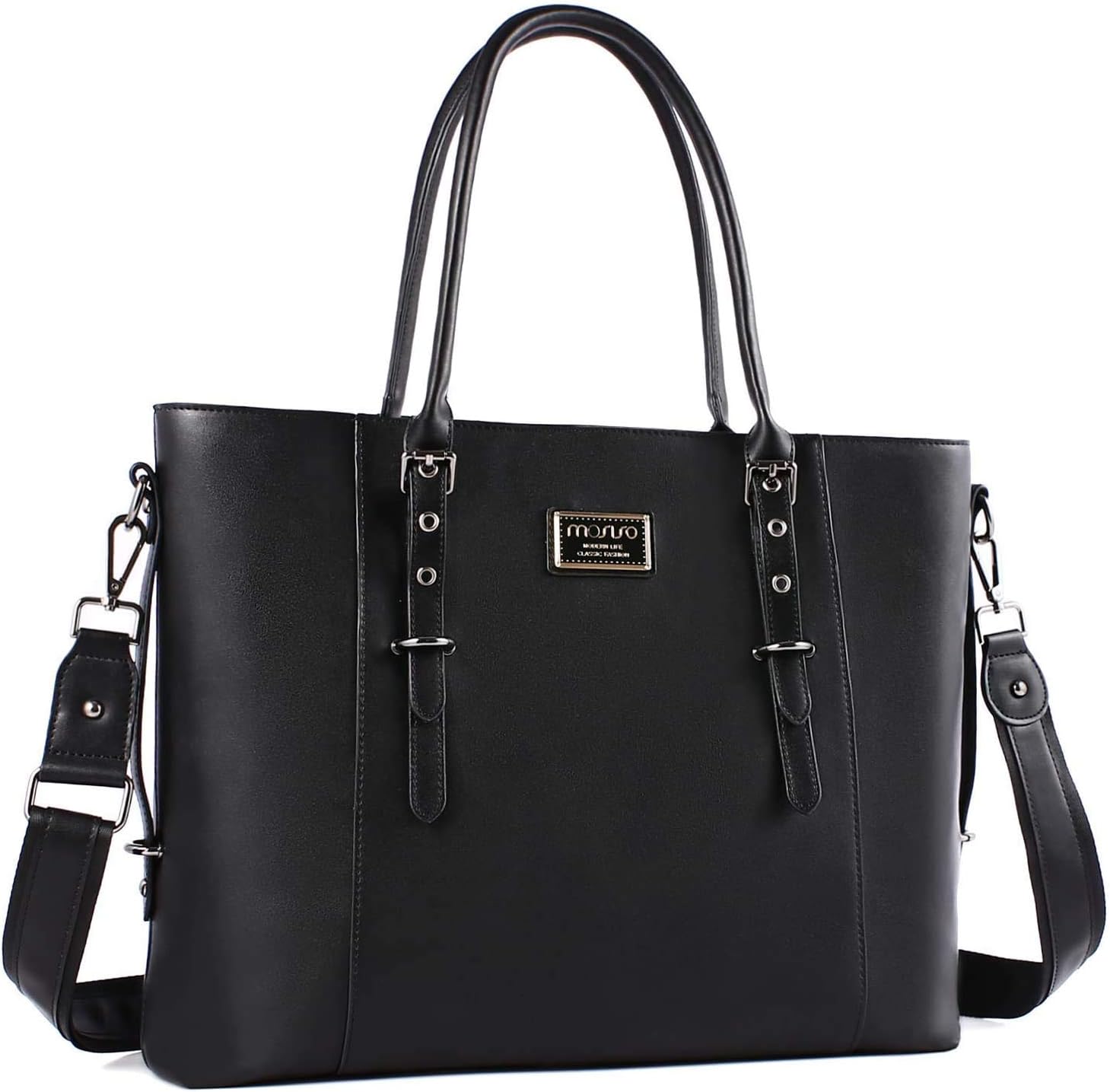 MOSISO PU Leather Laptop Tote Bag for Women - Stylish & Spacious