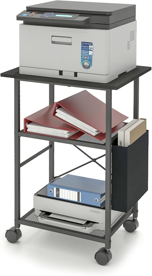 Mobile Printer Stand with Lockable Wheels - Organize Efficiently!