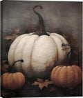 Framed Vintage Halloween Pumpkin Wall Art - Retro Autumn Canvas