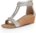 Wedge Sandals for Women Rhinestone Glitter Open Toe - Summer Style