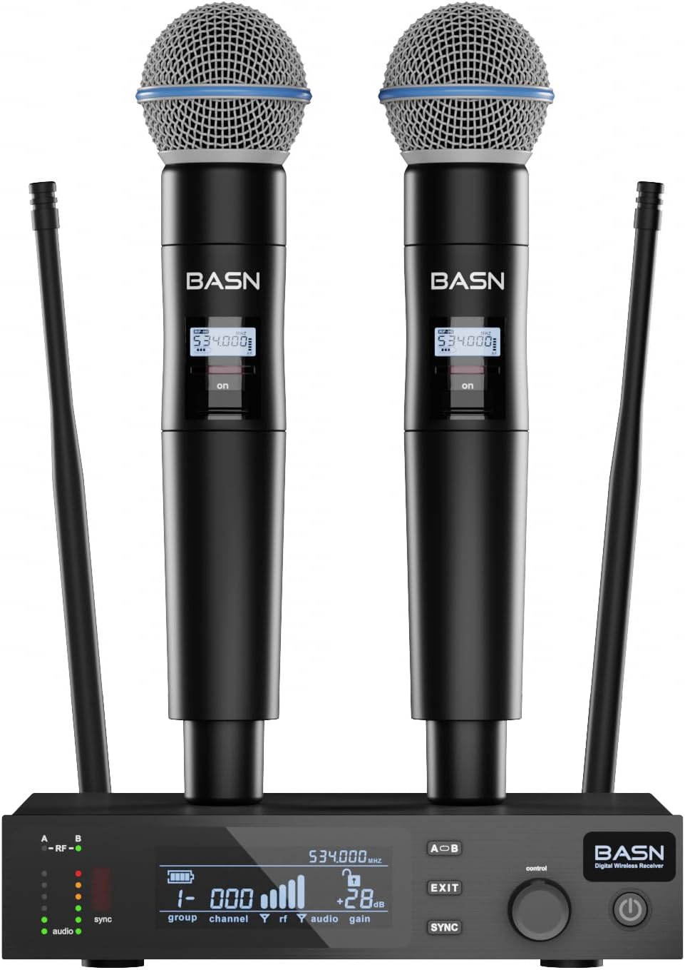 BASN UHF Dual Channel Wireless Microphone System for Events