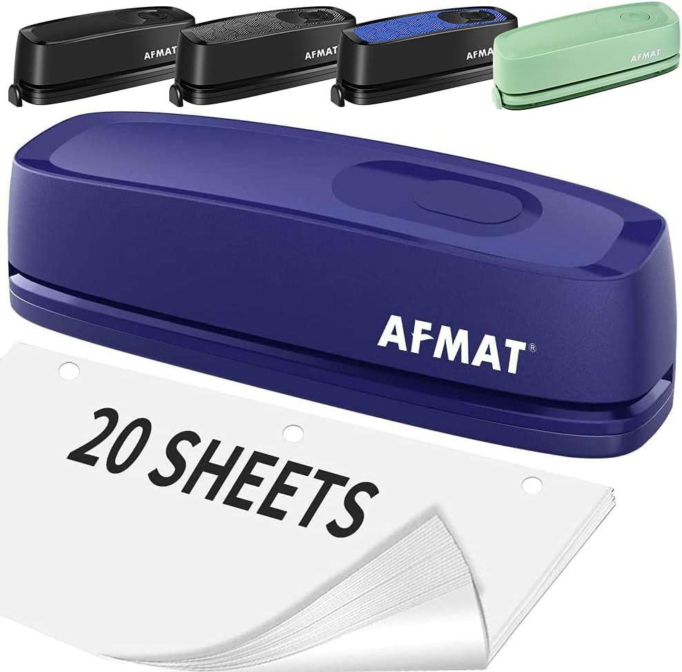 AFMAT Electric 3 Hole Punch for Effortless Paper Punching