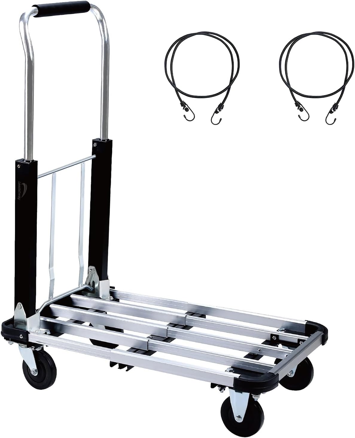 Foldable Aluminum Alloy Platform Cart with 4 Wheels and Ropes