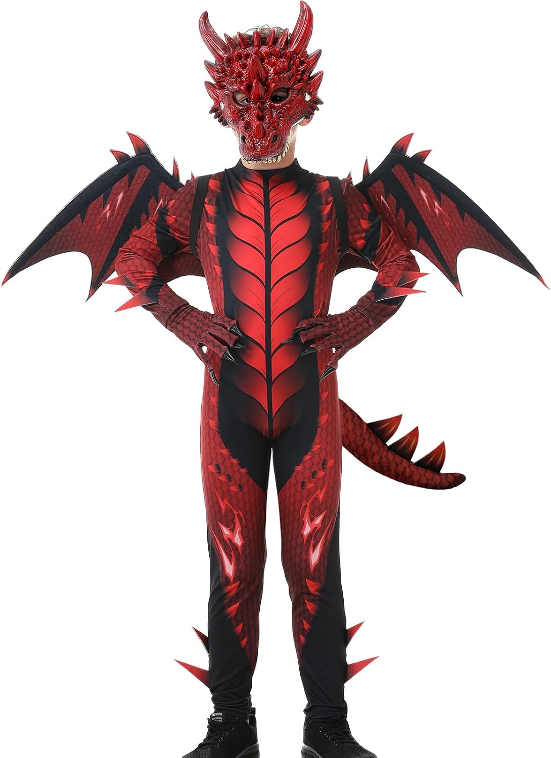 Lopbraa Dragon Costume for Kids with Wings, Claw and Mask Set