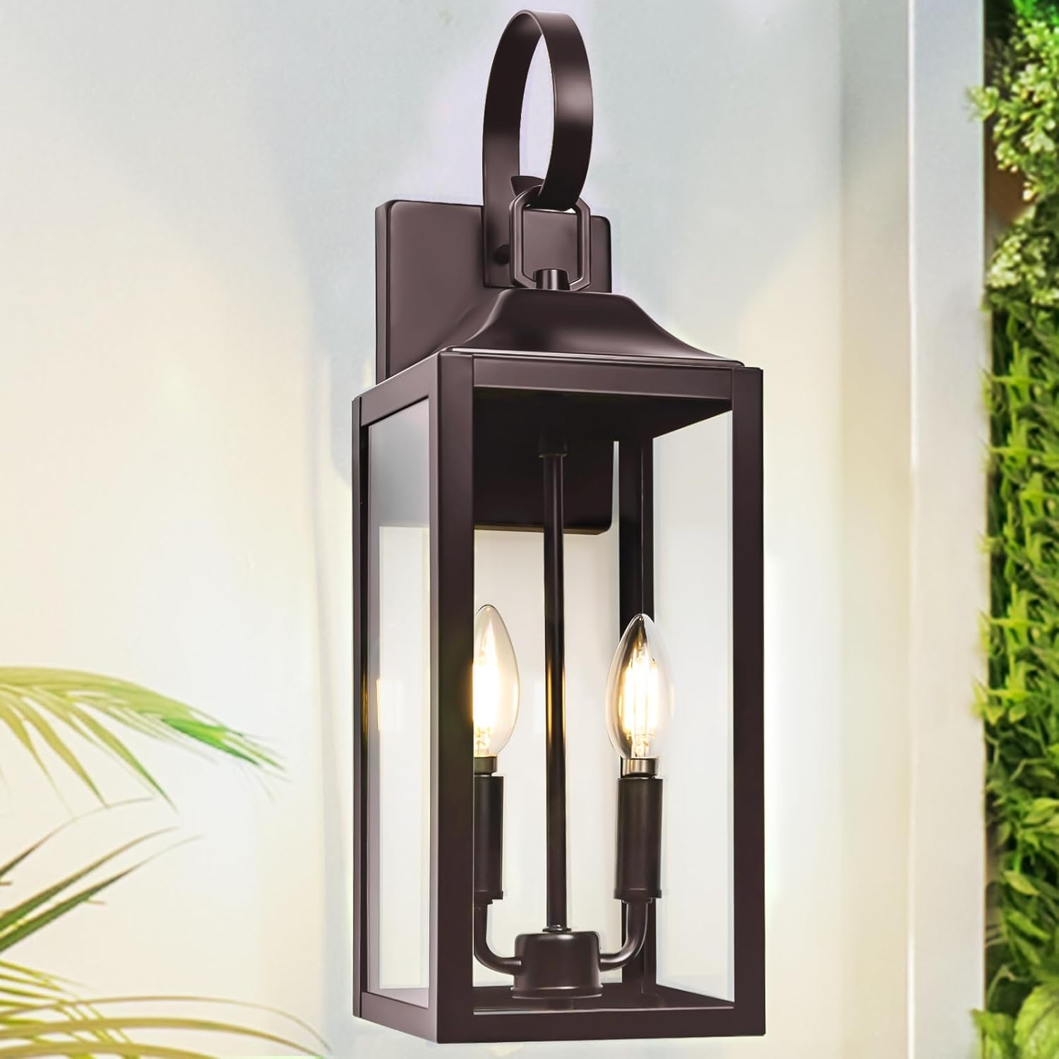19in Oil Rubbed Bronze Outdoor Wall Lantern for Modern Spaces