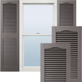 14.5in x 64in Musket Brown Vinyl Cathedral Top Open Louver Shutters