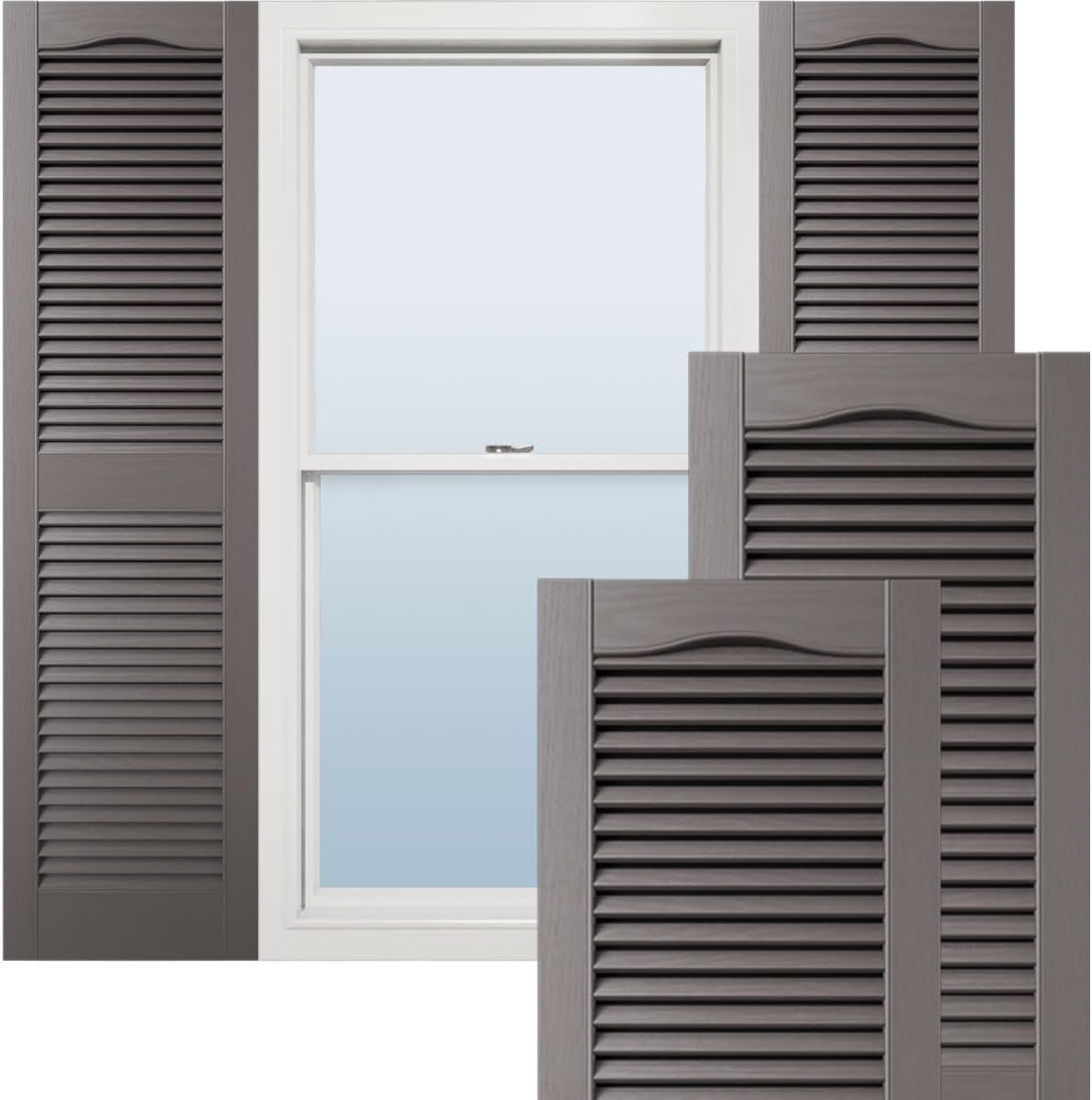Ekena Millwork Vinyl LL1S14X06400MS Cathedral Top Shutters