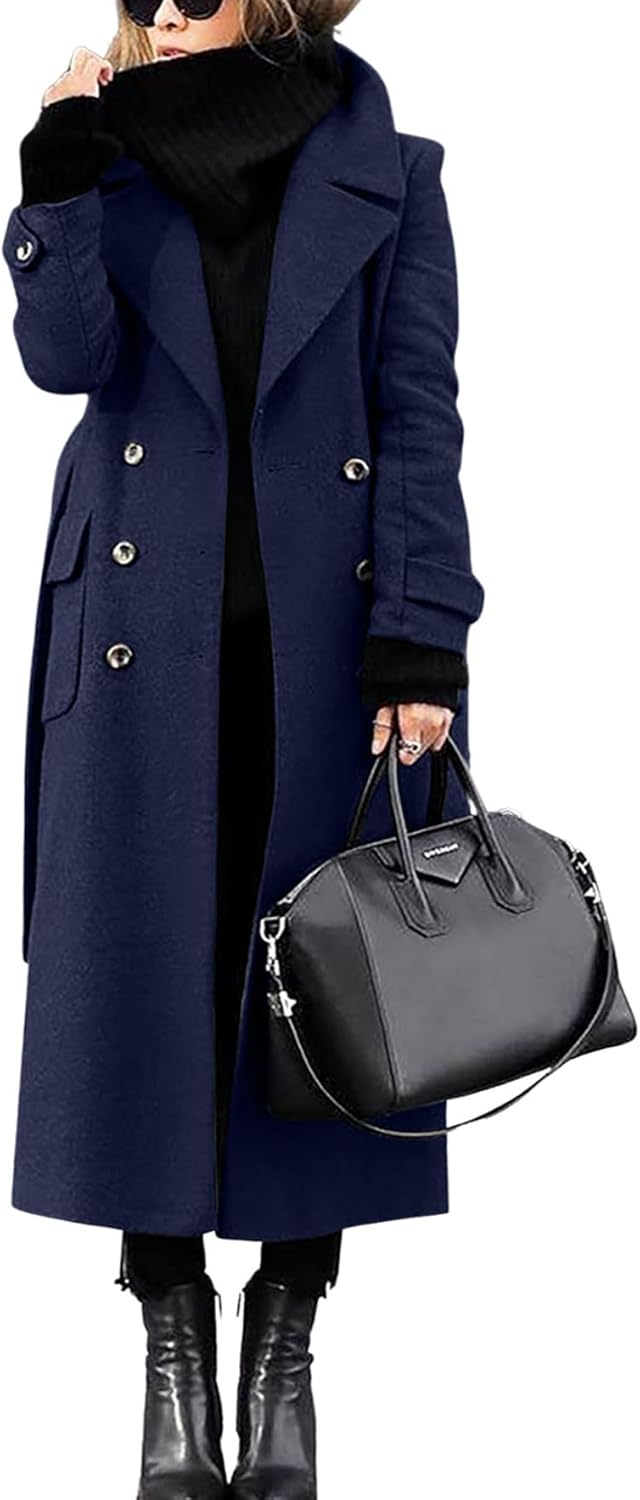 Chouyatou Women's Winter Double Breasted Wool Coat for Style
