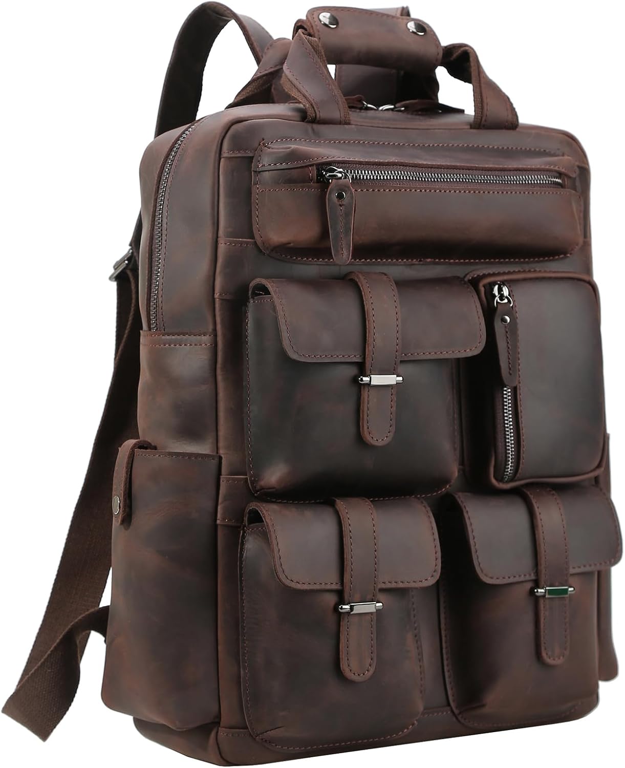 Polare Cowhide Leather Multiple Laptop Backpack Travel Bag