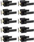 10 Pack Square Privacy Door Levers Locksets in Matte Black - Keyless