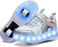 Nsasy Girls Boys Roller Shoes with LED Light Up Wheels - Convertible