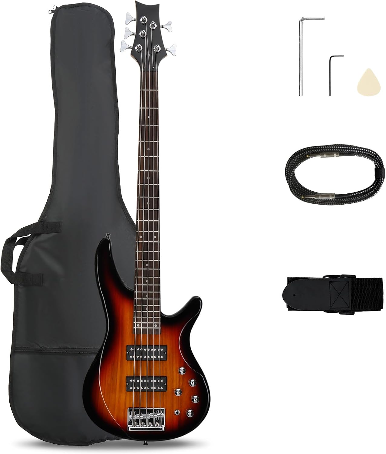 Ktaxon 5 String Electric Bass Guitar with Gig Bag and Accessories