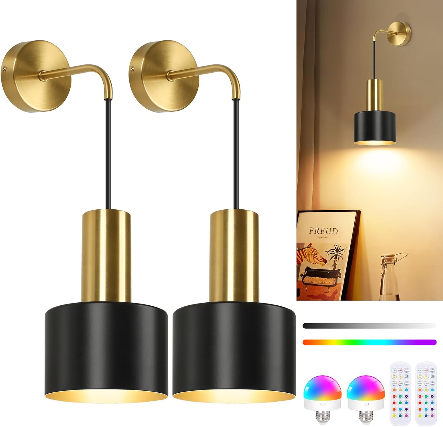 Rechargeable Battery Operated Wall Sconce Set of Two for Modern Decor
