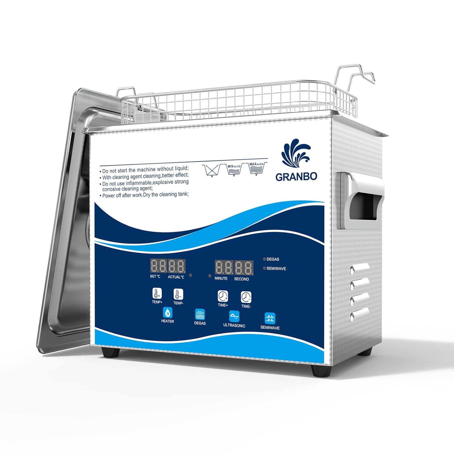 Ultrasonic Machine 3.2L 120W for Jewelry and Dental Cleaning