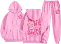 Cute Pink Graphic Sweatsuits Teen Girls 2 Piece Outfit - Cozy Preppy
