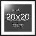 Homeforia 20x20 Black Wood Frame matted to 16x16 - Gallery Look