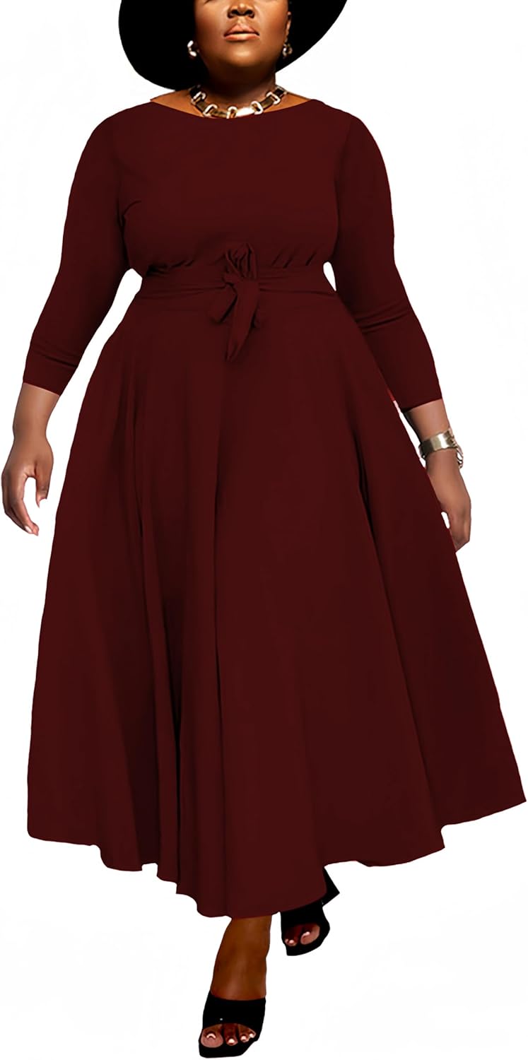 Women Plus Size Formal A Line Maxi Dress with Pockets