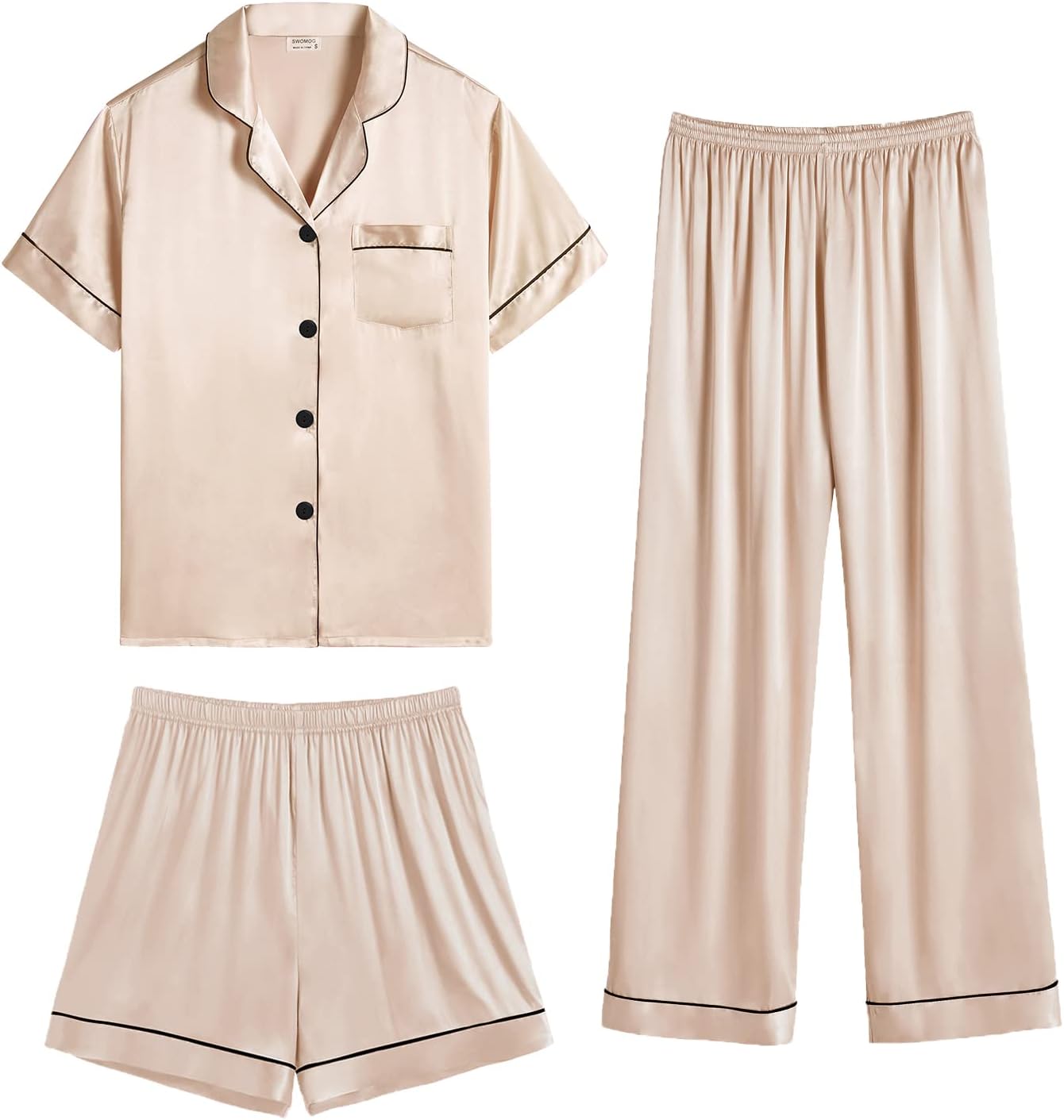 SWOMOG Womens Silk Satin Pajama Sets for Ultimate Comfort