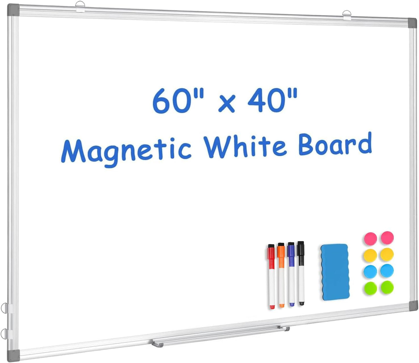 WALGLASS Large White Board, 60in x 40in Double-Sided Magnetic